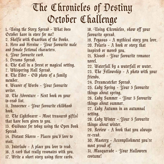 The Chronicles of Destiny Fortune Cards October Challenge